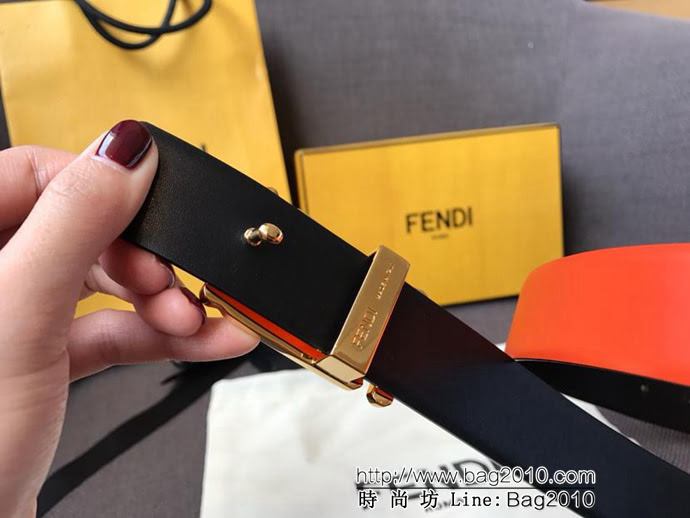 FENDI芬迪 實物拍攝 最新爆款 柔軟小牛皮皮帶 雙F標誌 BAGUETTE系列 時尚百搭款女款皮帶  xfp1297
